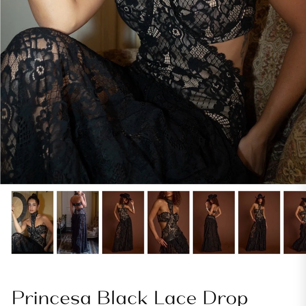 12th Tribe Black Lace Maxi Dress